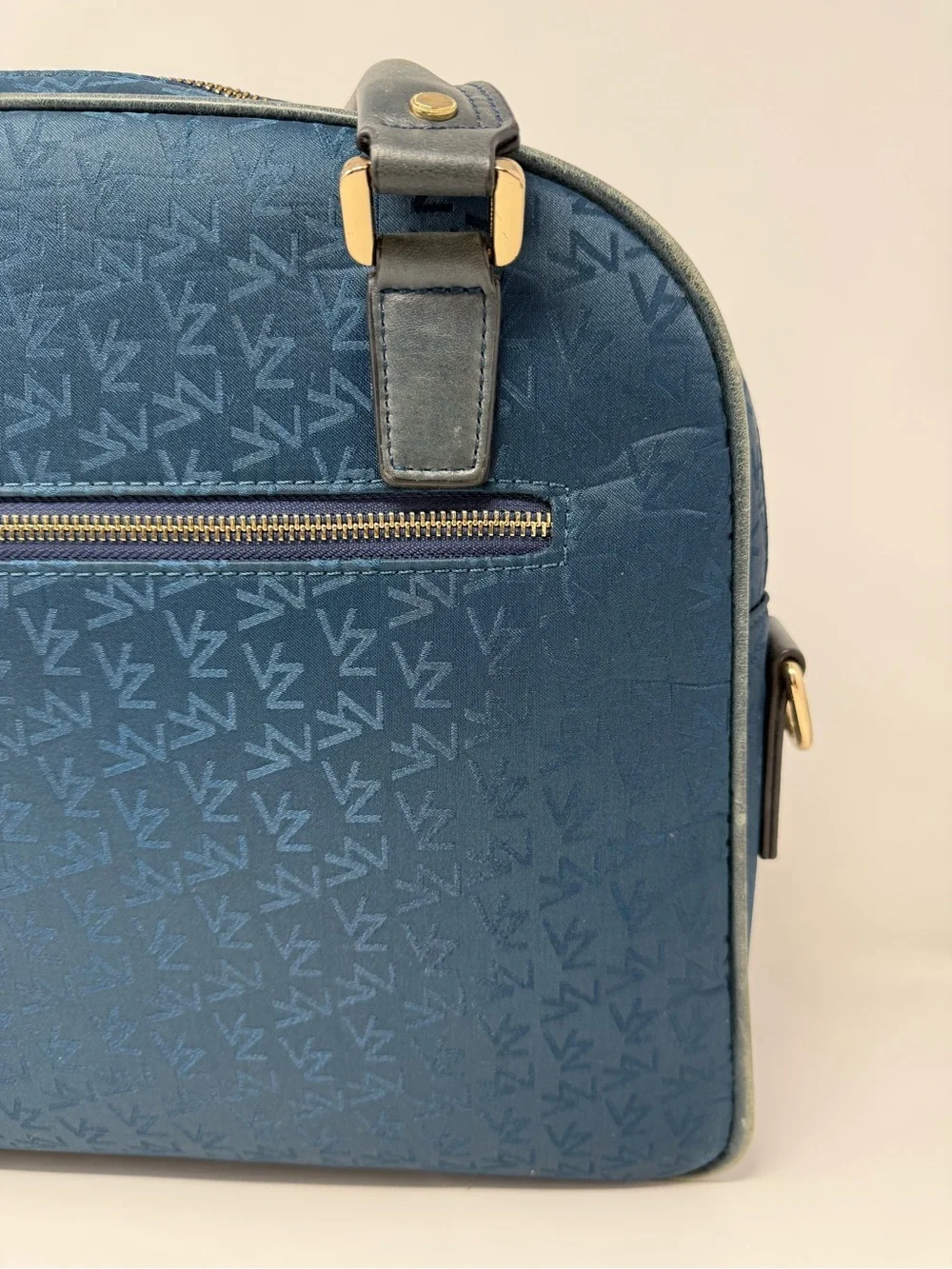 Velez Colombian Leather Blue Laptop Bag with Top Handle and Detachable Strap